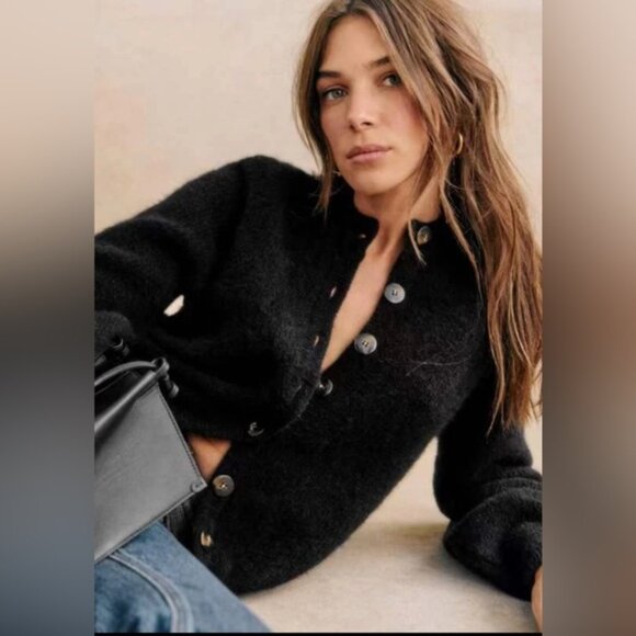 EUC Sezane Othello Cardigan Baby Alpaca Big Buttons - Picture 1 of 9